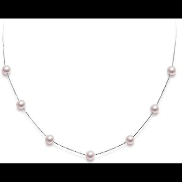Sterling Silver Cultured White Pearls Necklace - Picture 2 of 4